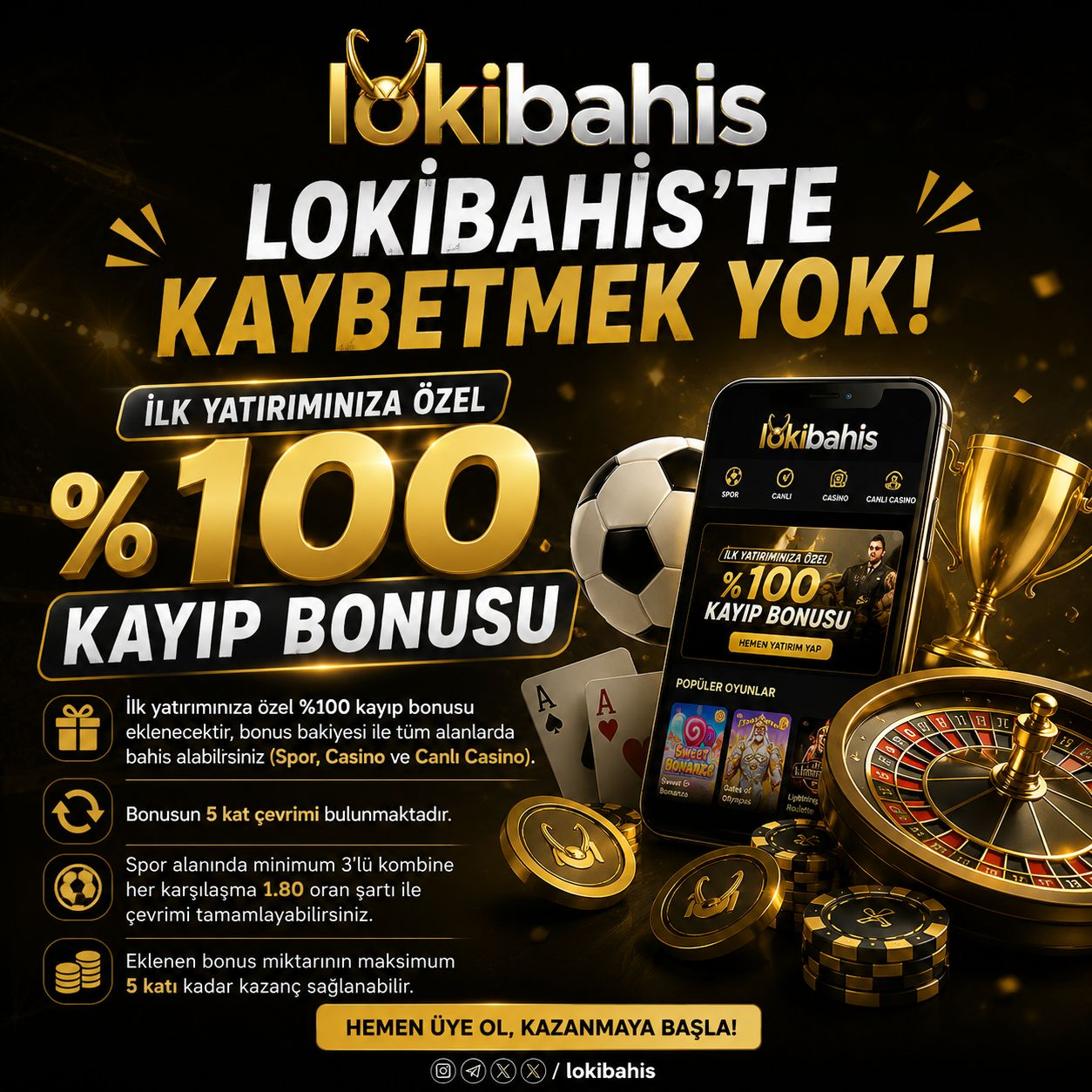 Lokibahis’te Kaybetmek Yok! %100 Kayıp Bonusu ile Kazançlı Bahis Deneyimi